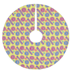 Falda Para El Árbol De Navidad De Poliéster Patrón de Bitcoin colorido