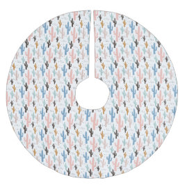 Falda Para El Árbol De Navidad De Poliéster Patrón de Cactus de Pastel Saguaro