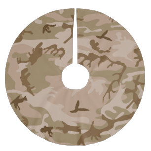 Falda Para El Árbol De Navidad De Poliéster Patrón de camuflaje del desierto, patrón militar,