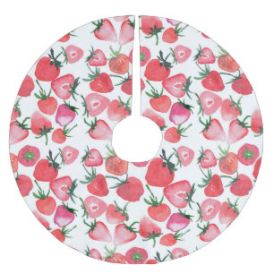 Falda Para El Árbol De Navidad De Poliéster Patrón de color de agua Juicy Red Strawberries