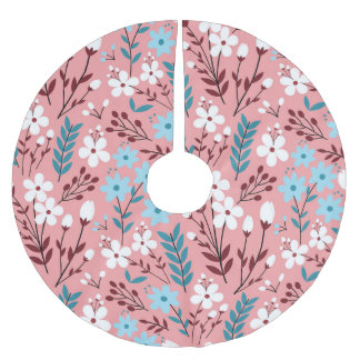 Falda Para El Árbol De Navidad De Poliéster Patrón de color rosa pálido sin soldadura.