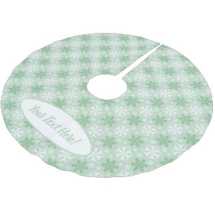 Falda Para El Árbol De Navidad De Poliéster Patrón de copo de nieve blanco brillante y verde