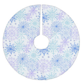 Falda Para El Árbol De Navidad De Poliéster Patrón de Copos de Nieve Azules - Alfombra de Navi