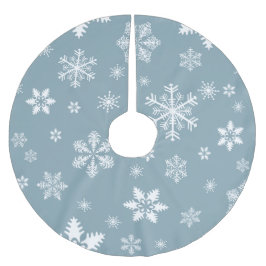 Falda Para El Árbol De Navidad De Poliéster Patrón de copos de nieve, copos de nieve blancos, 