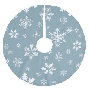 Falda Para El Árbol De Navidad De Poliéster Patrón de copos de nieve, copos de nieve blancos,