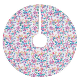 Falda Para El Árbol De Navidad De Poliéster Patrón de copos de nieve en acuarela