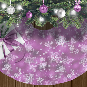 Falda Para El Árbol De Navidad De Poliéster Patrón de copos de nieve más bonito Orquídea ID