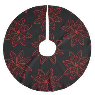 Falda Para El Árbol De Navidad De Poliéster Patrón de Crimson en negro
