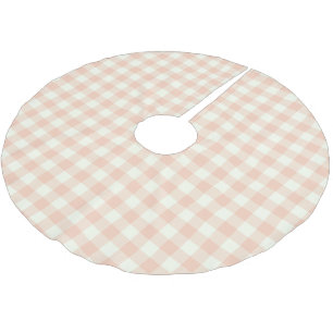 Falda Para El Árbol De Navidad De Poliéster Patrón de cuadros de cuadros gingham de melocotón 