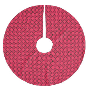 Falda Para El Árbol De Navidad De Poliéster Patrón de cuadros de diamante rojo y negro
