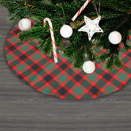 Falda Para El Árbol De Navidad De Poliéster Patrón de Cuadros Navideños Rojo Verde Festivo