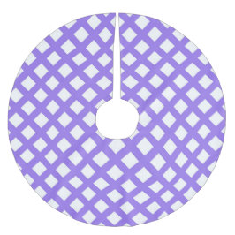 Falda Para El Árbol De Navidad De Poliéster Patrón de diamante de cuadros blancos y morados