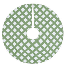Falda Para El Árbol De Navidad De Poliéster Patrón de diamante de cuadros verde y blanco