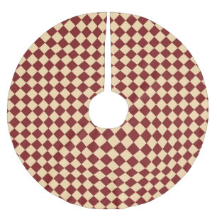 Falda Para El Árbol De Navidad De Poliéster Patrón de diamante del verificador rojo amarillo