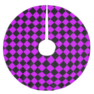Falda Para El Árbol De Navidad De Poliéster Patrón de diamante negro morado