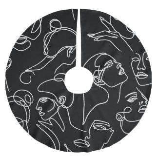 Falda Para El Árbol De Navidad De Poliéster Patrón de dibujo abstracto de las mujeres