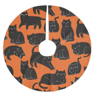 Falda Para El Árbol De Navidad De Poliéster Patrón de dibujo de mano para gatos personalizados