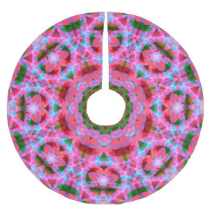 Falda Para El Árbol De Navidad De Poliéster Patrón de estrella de merry rojo rosado de los Nav