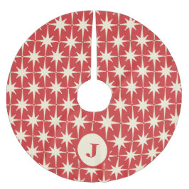 Falda Para El Árbol De Navidad De Poliéster Patrón de estrellas atómicas retro de mediados del