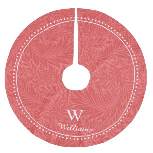 Falda Para El Árbol De Navidad De Poliéster Patrón de flor de Larkspur Rojo Vintage personaliz