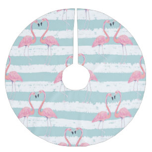 Falda Para El Árbol De Navidad De Poliéster Patrón de fondo rayado Flamingo exótico