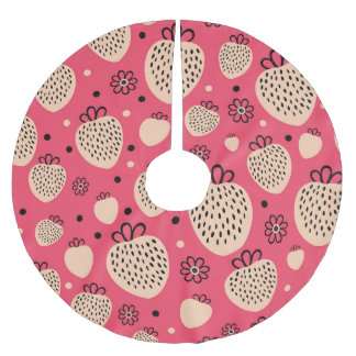 Falda Para El Árbol De Navidad De Poliéster Patrón de fresa rosa: diseño dulce sin soldadura