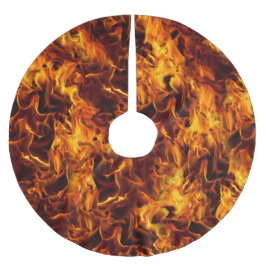 Falda Para El Árbol De Navidad De Poliéster Patrón de fuego y llama