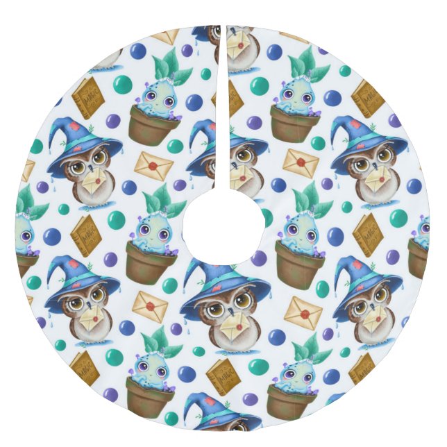 Falda Para El Árbol De Navidad De Poliéster Patrón de Halloween mágico lindo (Anverso)