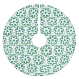 Falda Para El Árbol De Navidad De Poliéster Patrón De Hojas, Patrón De Hojas, Hojas Verdes