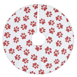 Falda Para El Árbol De Navidad De Poliéster Patrón de huellas de patas, patas de perro, patas