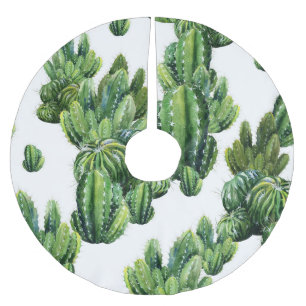 Falda Para El Árbol De Navidad De Poliéster Patrón de Ilustracion sin foco de color Cacti