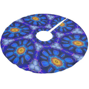 Falda Para El Árbol De Navidad De Poliéster Patrón de las flores azules abstractas