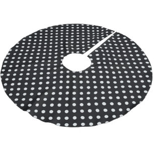 Falda Para El Árbol De Navidad De Poliéster Patrón de lunares blancos y negros