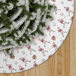 Falda Para El Árbol De Navidad De Poliéster Patrón de Navidad de Santa de béisbol