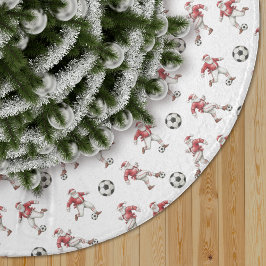 Falda Para El Árbol De Navidad De Poliéster Patrón de Navidad de Santa Fútbol