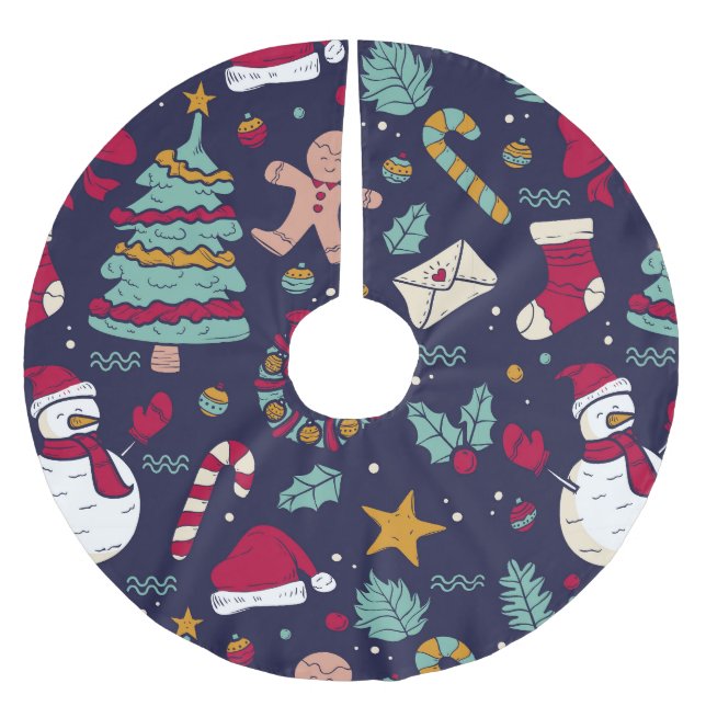 Falda Para El Árbol De Navidad De Poliéster Patrón de navidades (Anverso)