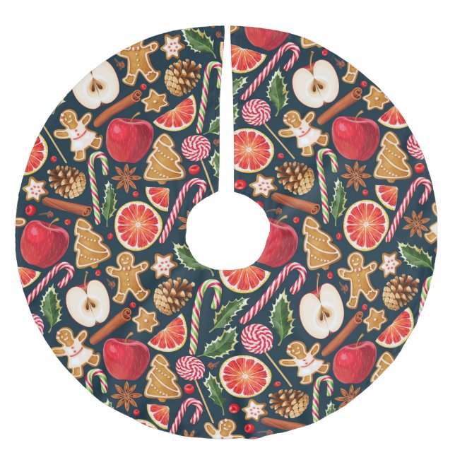 Falda Para El Árbol De Navidad De Poliéster Patrón de Navidades de bonitos (Anverso)