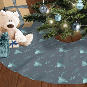 Falda Para El Árbol De Navidad De Poliéster Patrón de Navidades de filas de anclajes de ciervo