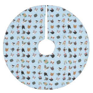 Falda Para El Árbol De Navidad De Poliéster Patrón de Navidades de gato