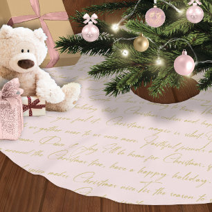 Falda Para El Árbol De Navidad De Poliéster Patrón de Navidades de oro rosa#36 ID1009