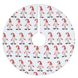 Falda Para El Árbol De Navidad De Poliéster Patrón de navidades del personalizado gris blanco 