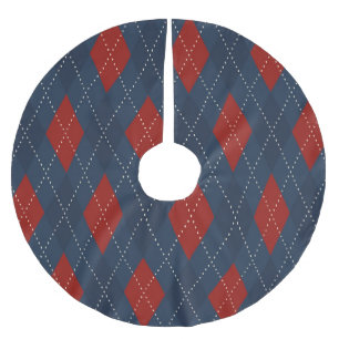 Falda Para El Árbol De Navidad De Poliéster Patrón de Navidades Royal Blue Argyle