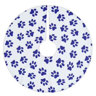Falda Para El Árbol De Navidad De Poliéster Patrón De Patas, Patas De Perro, Patas Azules De L