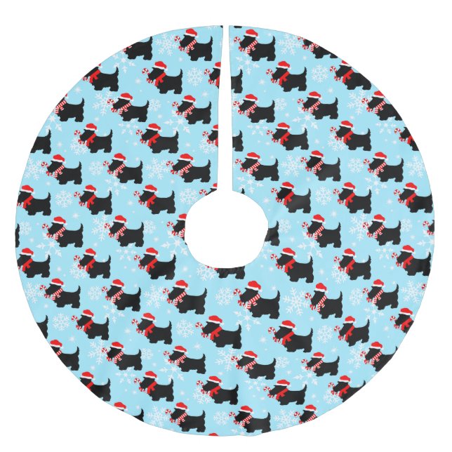 Falda Para El Árbol De Navidad De Poliéster Patrón de perros escoceses navidades (Anverso)