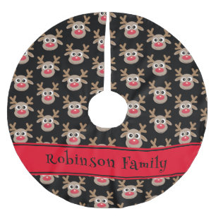 Falda Para El Árbol De Navidad De Poliéster Patrón de Personalizado de renos pequeños negro ro