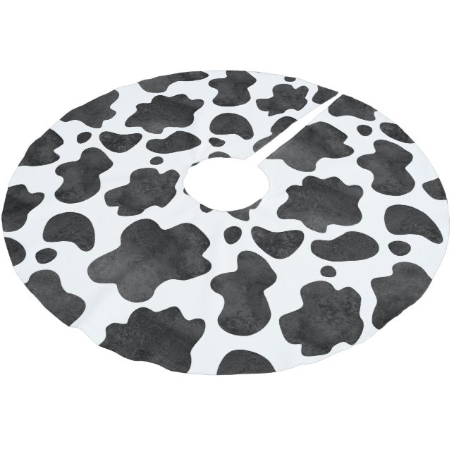 Falda Para El Árbol De Navidad De Poliéster Patrón de puntos de vaca Impresión de animales bla (Angular)