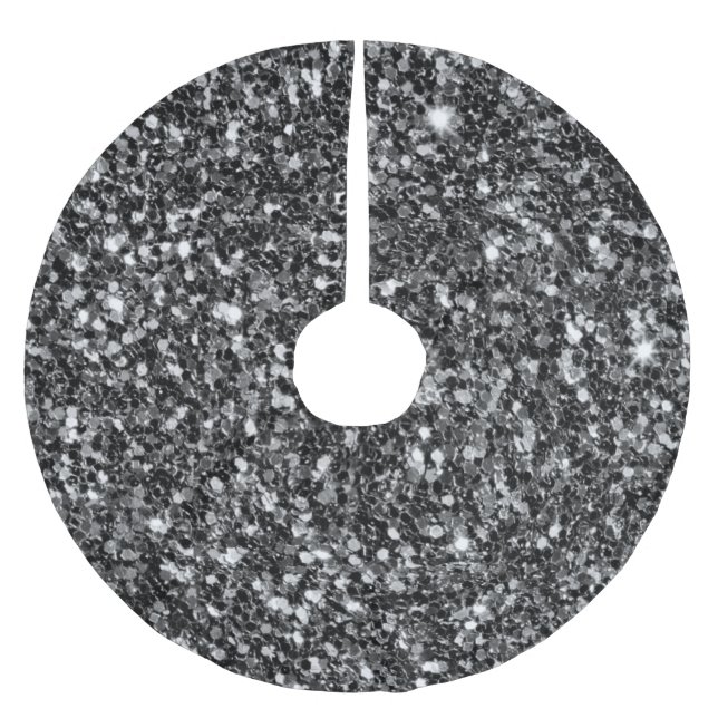 Falda Para El Árbol De Navidad De Poliéster Patrón de Purpurina negro (Anverso)