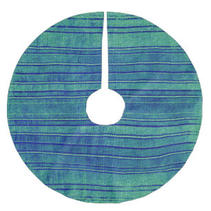 Falda Para El Árbol De Navidad De Poliéster Patrón de rayas en peligro azul y verde bonito