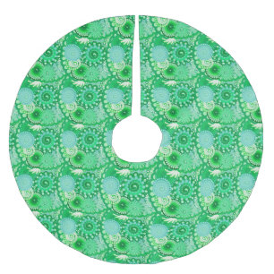 Falda Para El Árbol De Navidad De Poliéster Patrón de remolino fractal, turquesa, aqua, jade