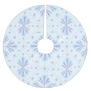 Falda Para El Árbol De Navidad De Poliéster Patrón de repetición floral geométrico azul pastel